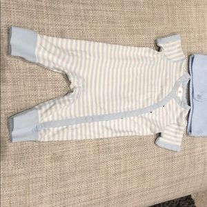 Hanna Andersson onesie with matching cardigan.